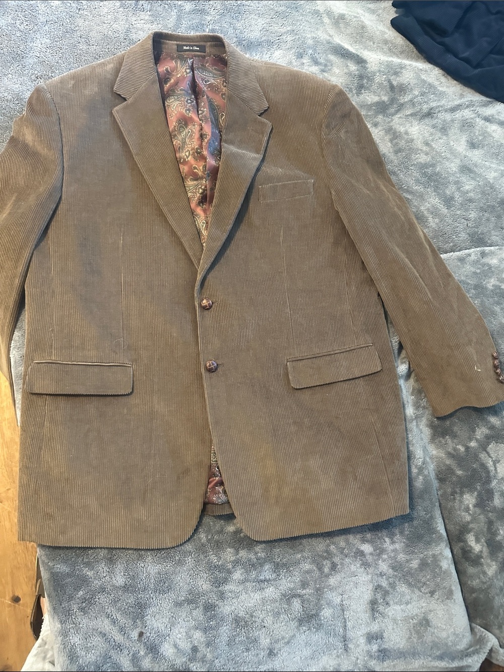 Ralph Lauren Olive Brown Corduroy Two-Button Sport Coat with Paisley Lining